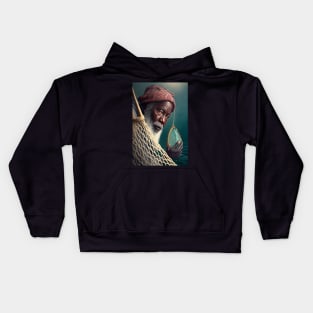 African Old Fisherman Kids Hoodie